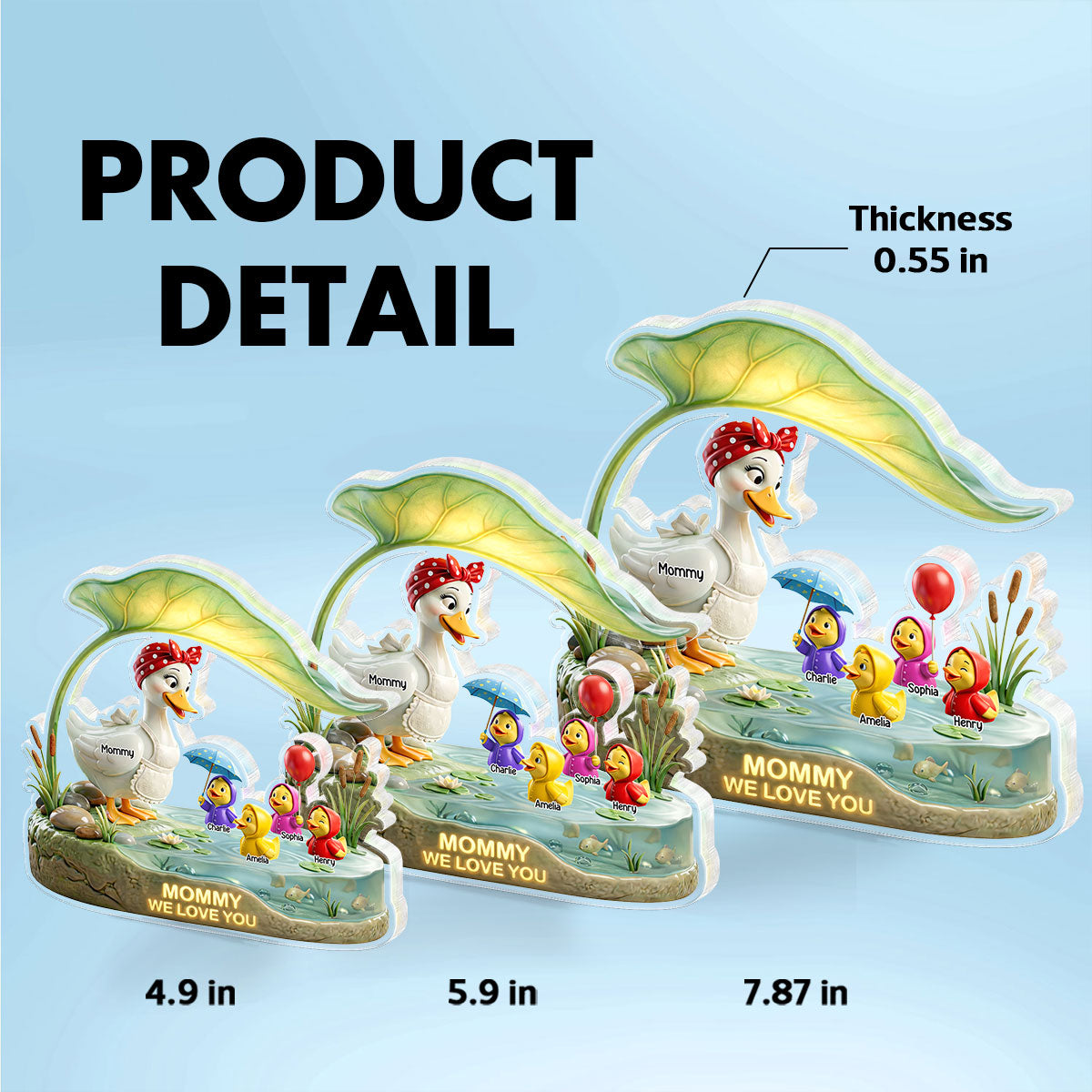 Mother Duck And Little Ducks - Personalized Acrylic Block Plaque - Gift For Mom, Grandma