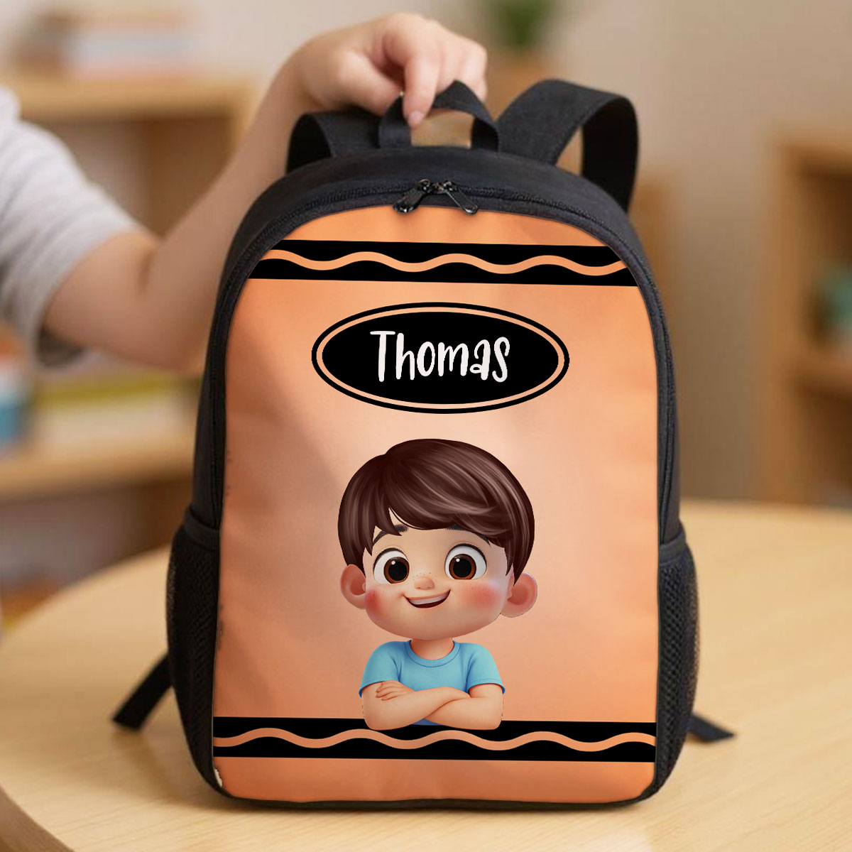 Crayon Color Boy And Girl - Personalized Backpack - Back To School Gift For Kids, Daughters, Sons, Grandkids