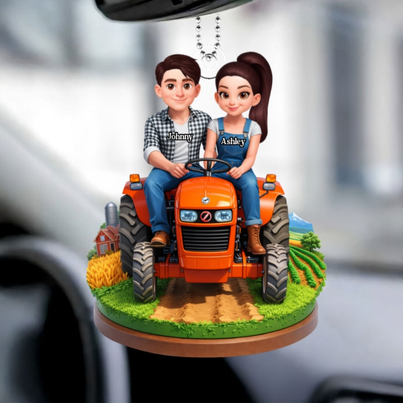 Farmer Couple - Personalized Car Hanger - Gift for Couple