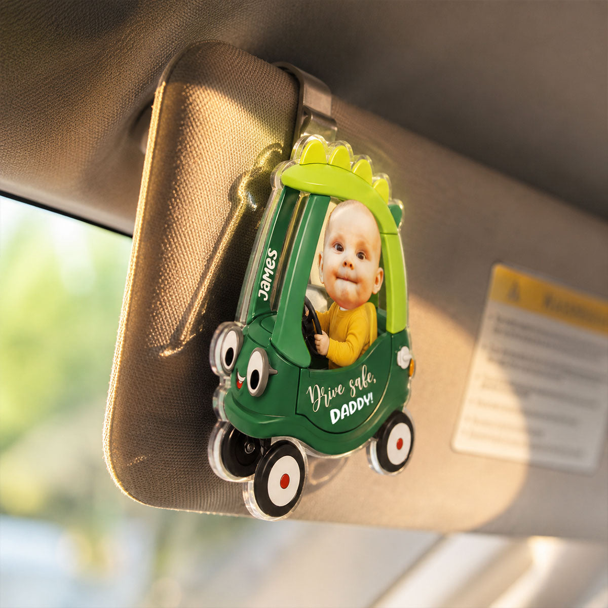 Drive Safe Daddy Baby Custom Photo in Toy Car - Personalized Acrylic Car Visor - Father's Day Gift For Dad, Husband