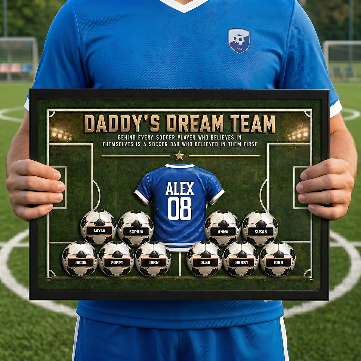 Behind Every Soccer Player Who Believed In Himself - Personalized Poster - Heartfelt Gift For Soccer Dad, Gift For Husband