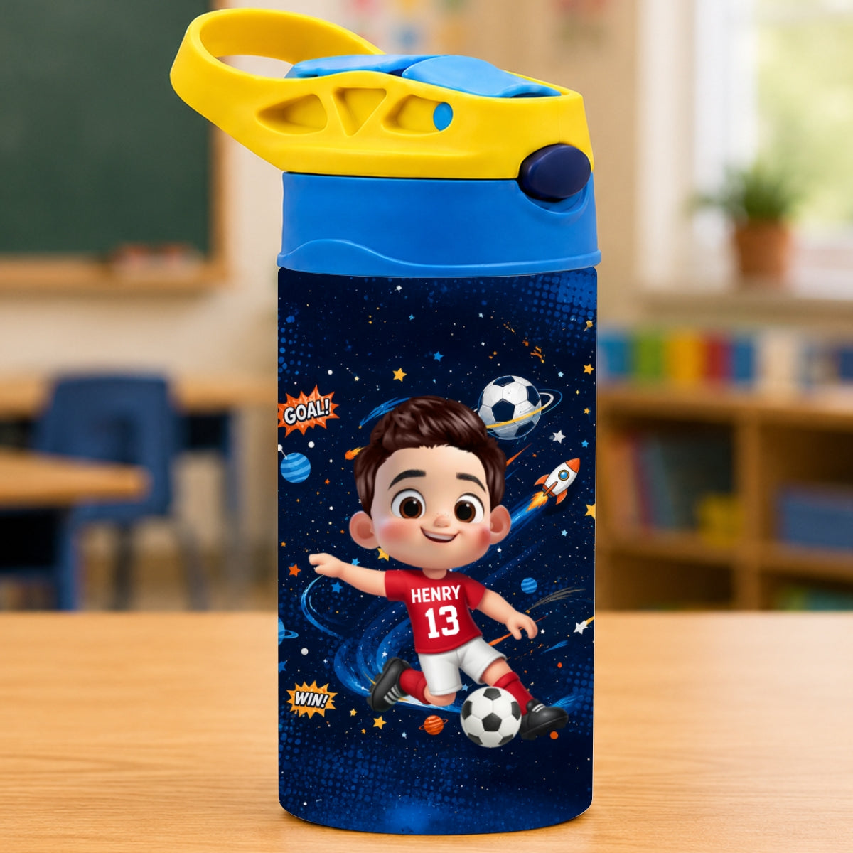 On-trend Soccer Design for Boys Girls - Personalized Kid Water Bottle - Back to School Gift for Kids