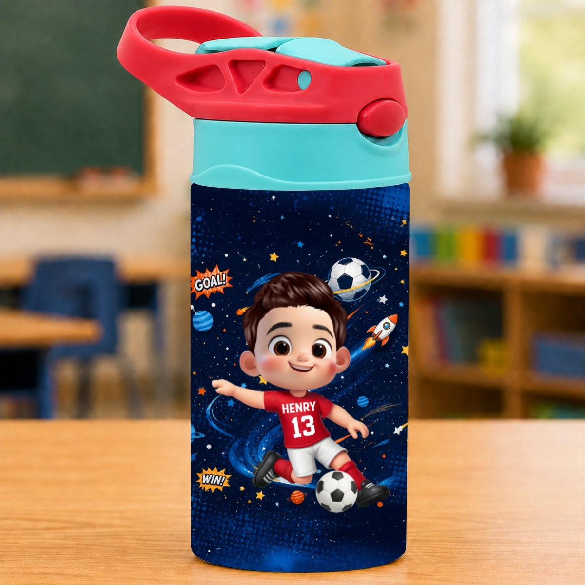 On-trend Soccer Design for Boys Girls - Personalized Kid Water Bottle - Back to School Gift for Kids