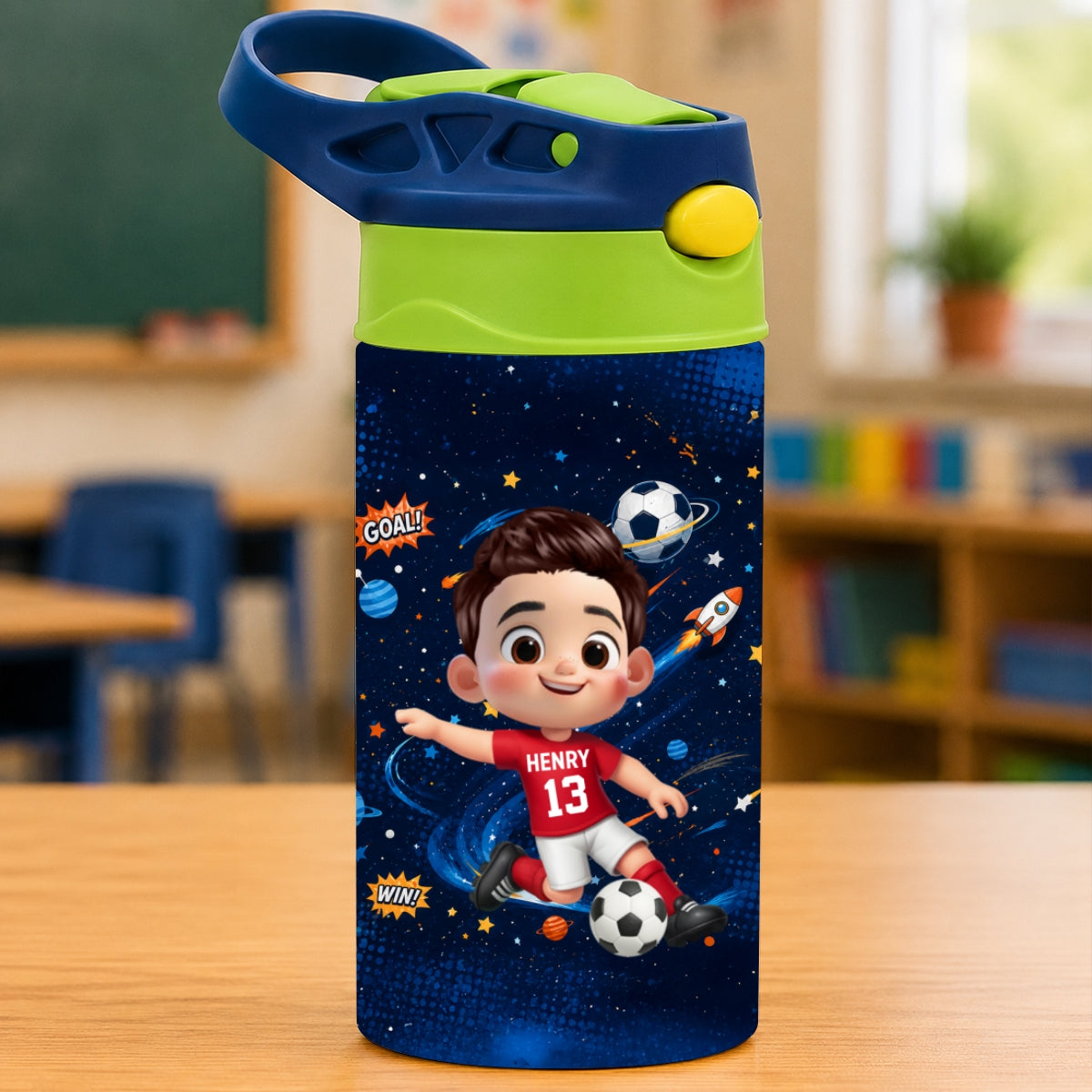 On-trend Soccer Design for Boys Girls - Personalized Kid Water Bottle - Back to School Gift for Kids