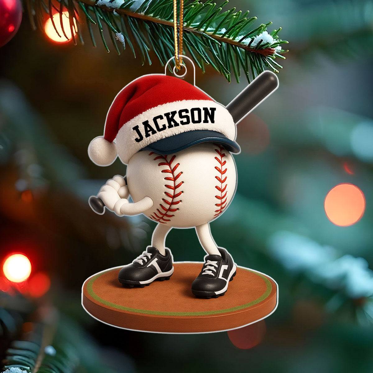 Baseball Player Cartoon 3D Effect - Personalized Acrylic Ornament - Christmas Gift For Teen Boy, Girl, Daughter, Son
