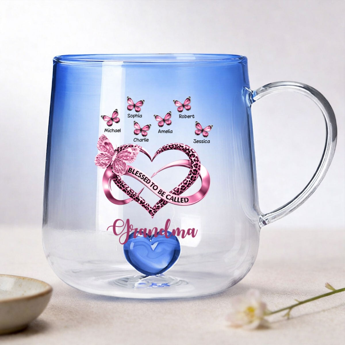 Blessed To Be Called Grandma - Personalized Glass Mug - Heartfelt Mother's Day Gift for Mom, Grandma, Wife
