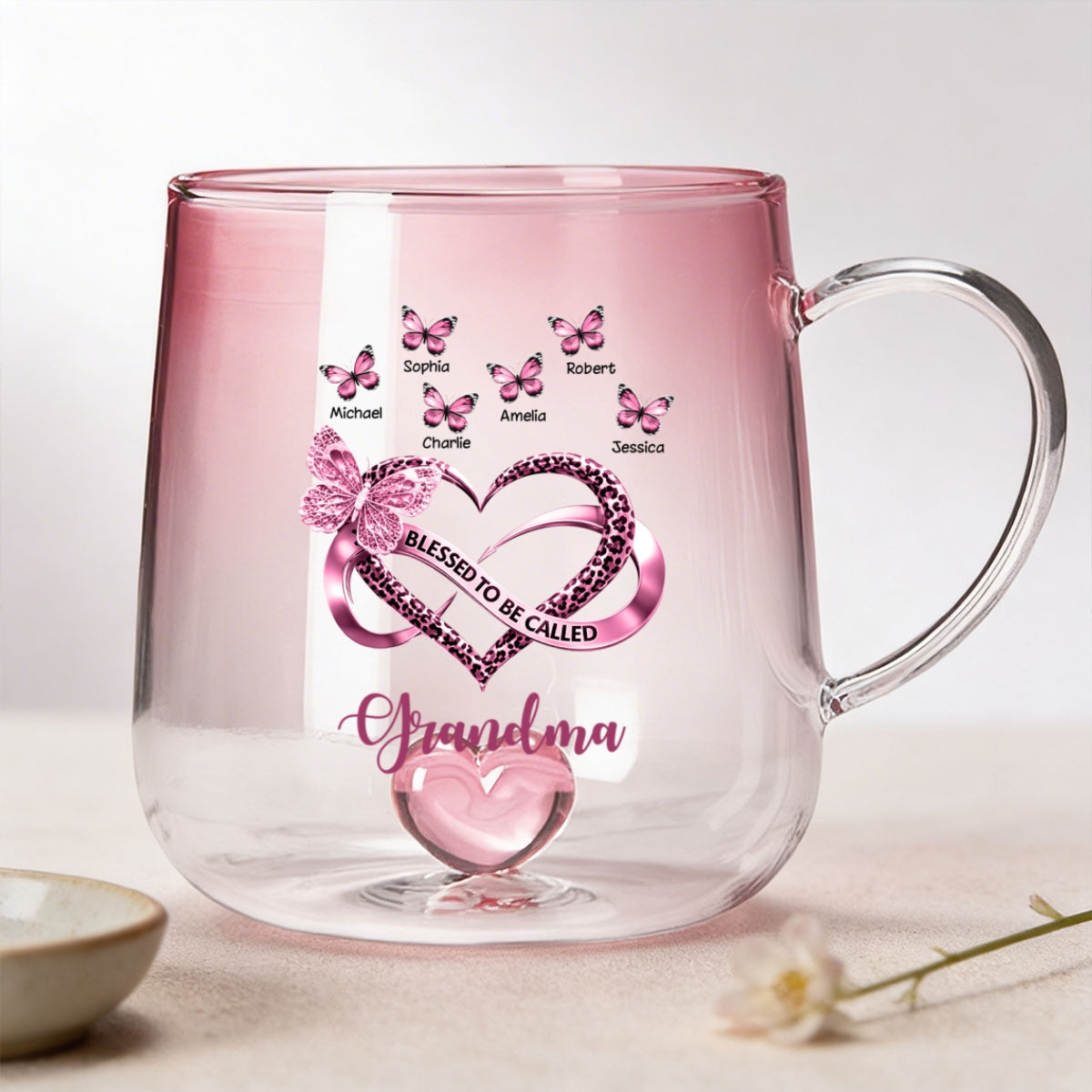 Blessed To Be Called Grandma - Personalized Glass Mug - Heartfelt Mother's Day Gift for Mom, Grandma, Wife