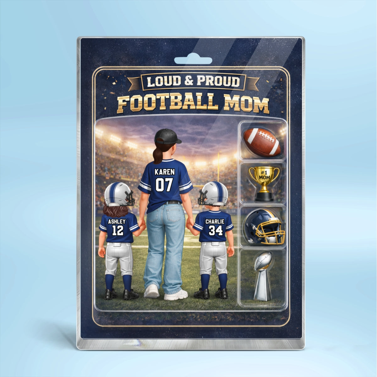 Loud & Proud Football Mom Action Figure - Personalized Acrylic Block Plaque - Mother's Day Gift, Gift For Football Mom