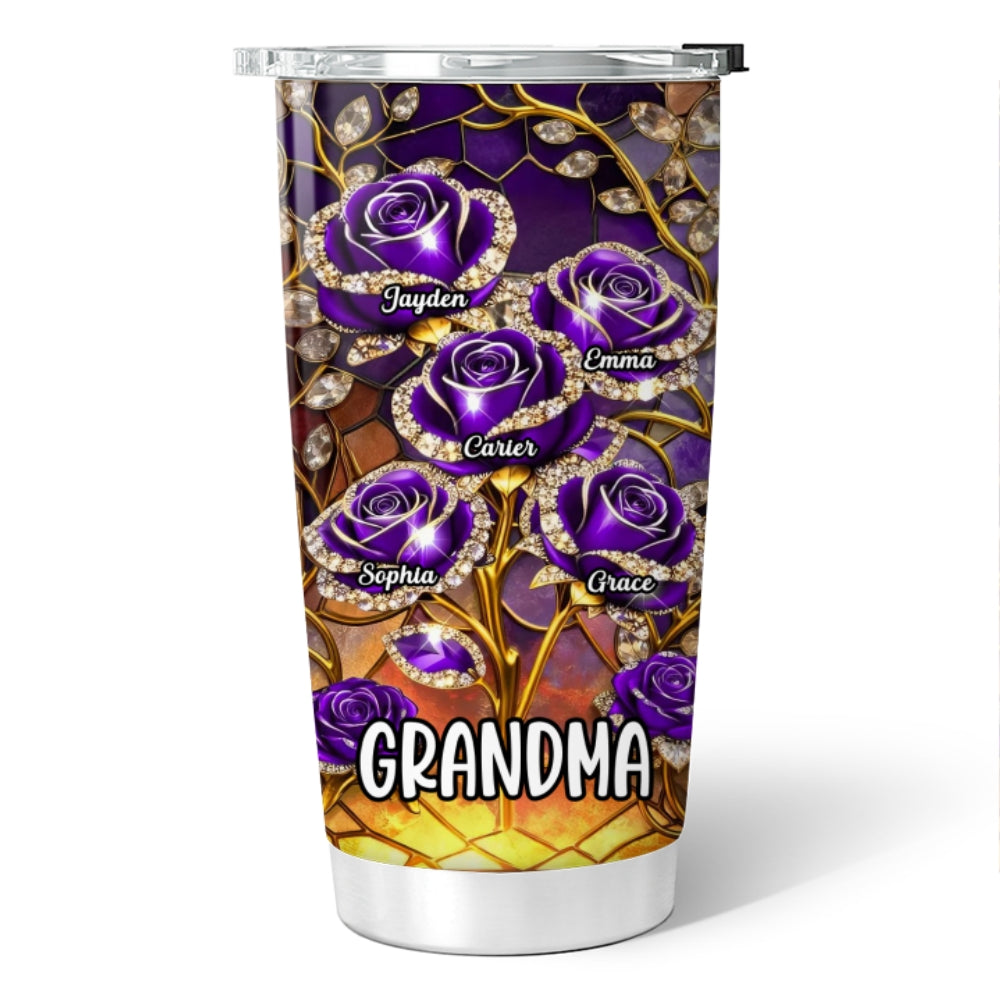 Grandma Roses - Personalized Tumbler - Mother's Day Gift For Grandma
