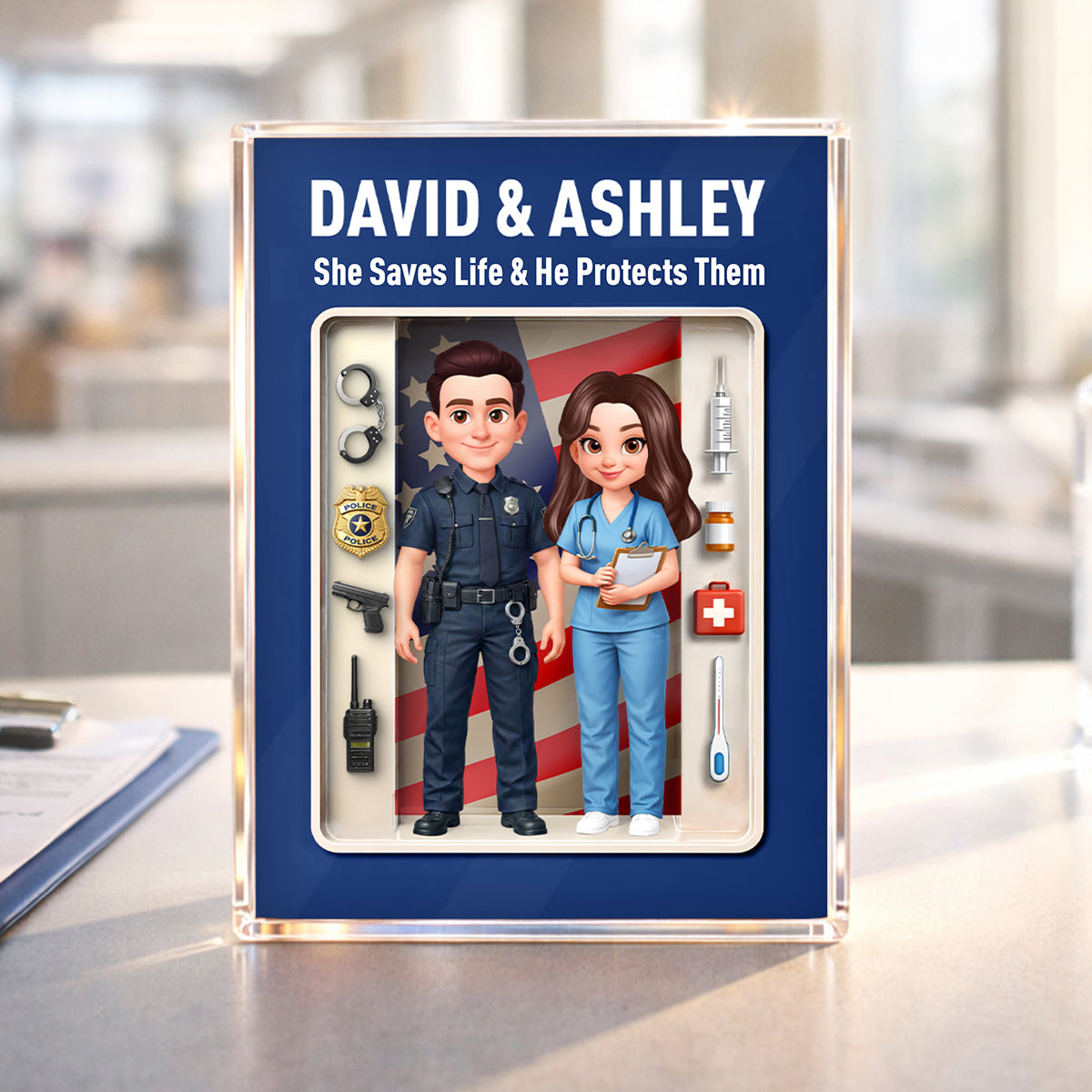 Couple Occupation 3D Action Figure - Personalized Acrylic Block Plaque - Heartfelt Gift for Him, for Her