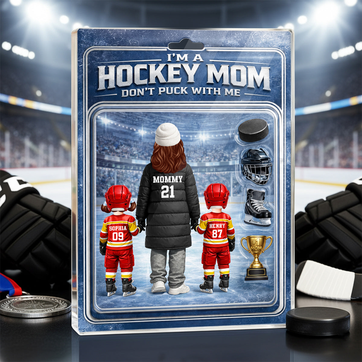 I'm A Hockey Mom Don't Puck With Me Action Figure - Personalized Acrylic Block Plaque - Gift For Hockey Mom