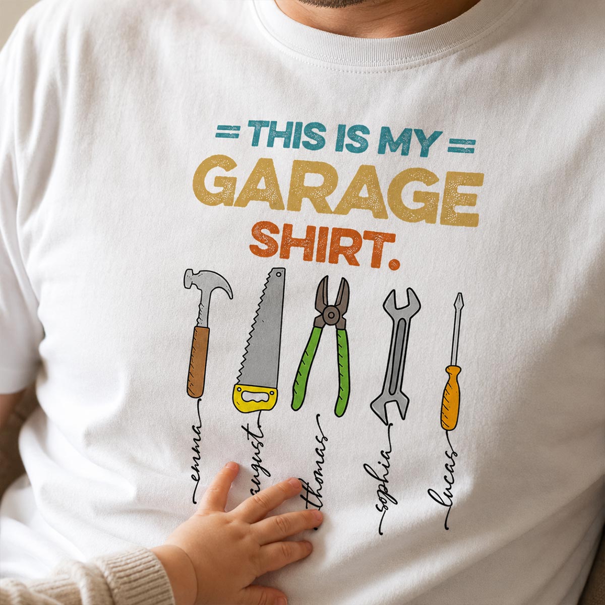 This Is My Garage Shirt Custom Kids Name - Personalized Shirt - Father's Day Gift For Mechanic Dad, Grandpa