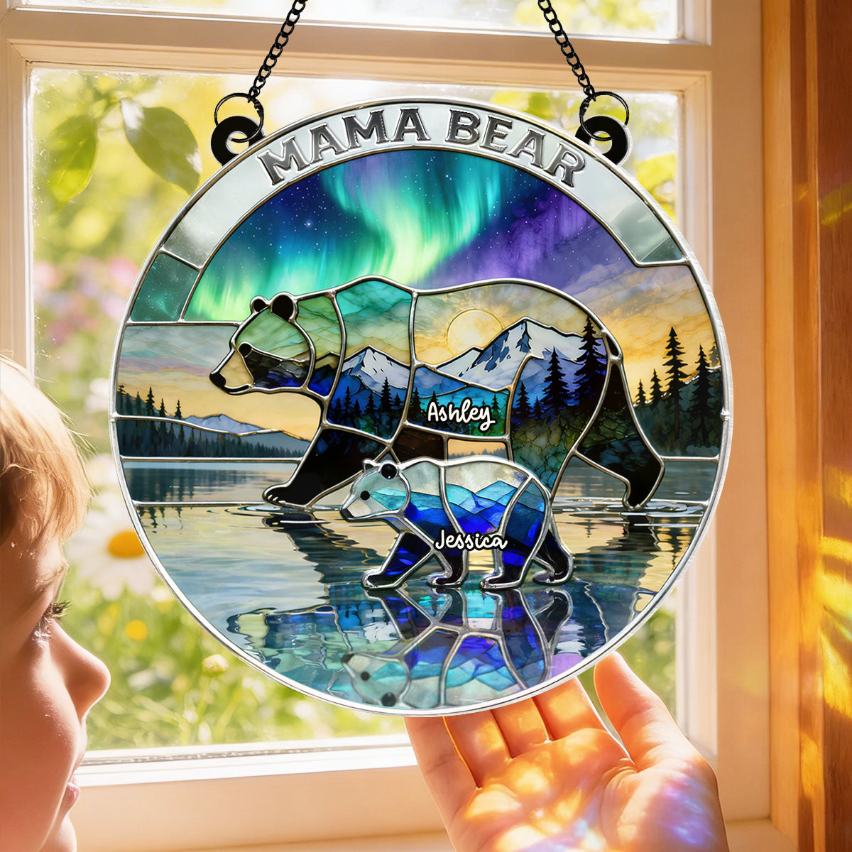 Mama Bear - Personalized Acrylic Suncatcher - Heartfelt Mother's Day Gift for Mom, Wife
