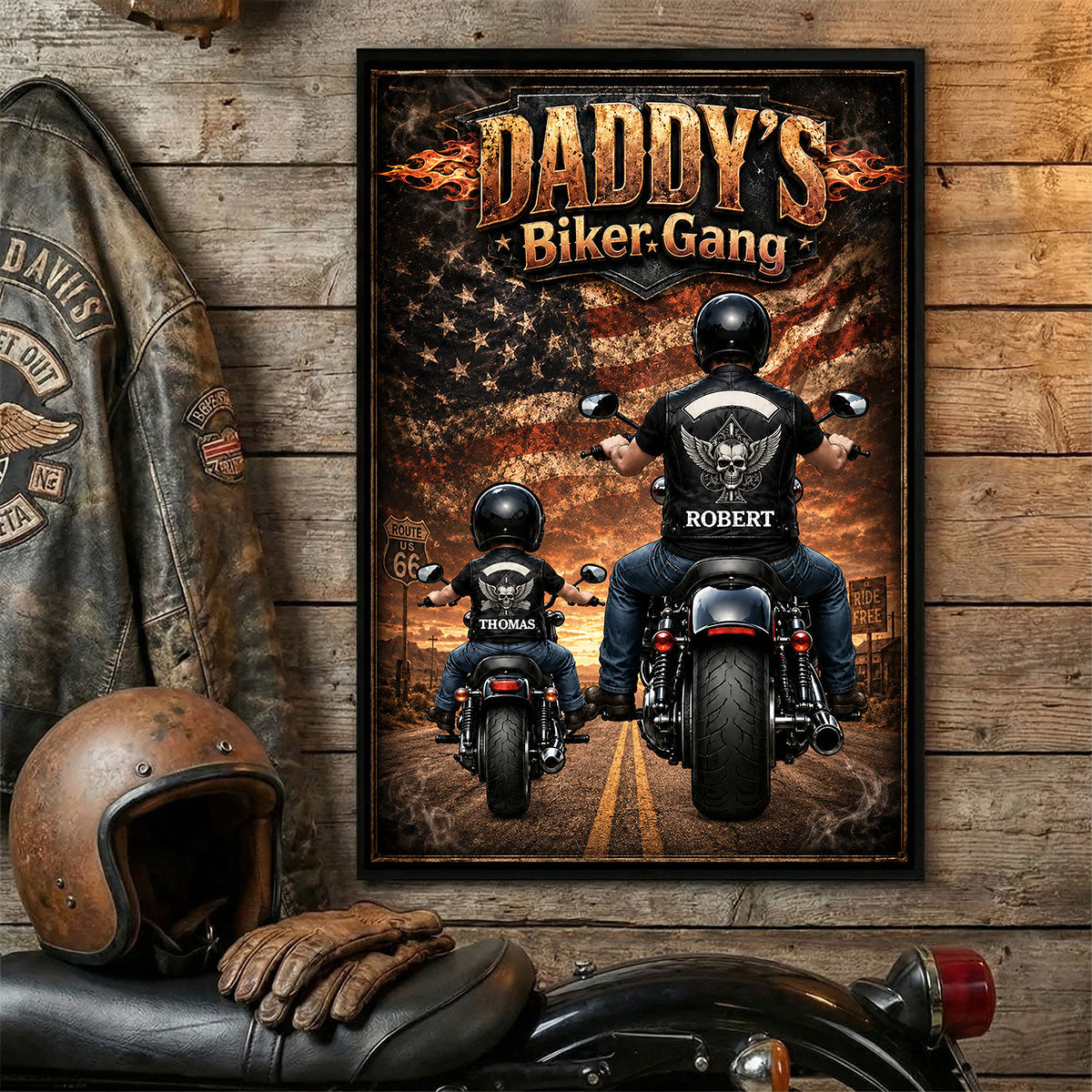 Daddy's Biker Gang - Personalized Poster - Father's Day Gift for Dad, Husband