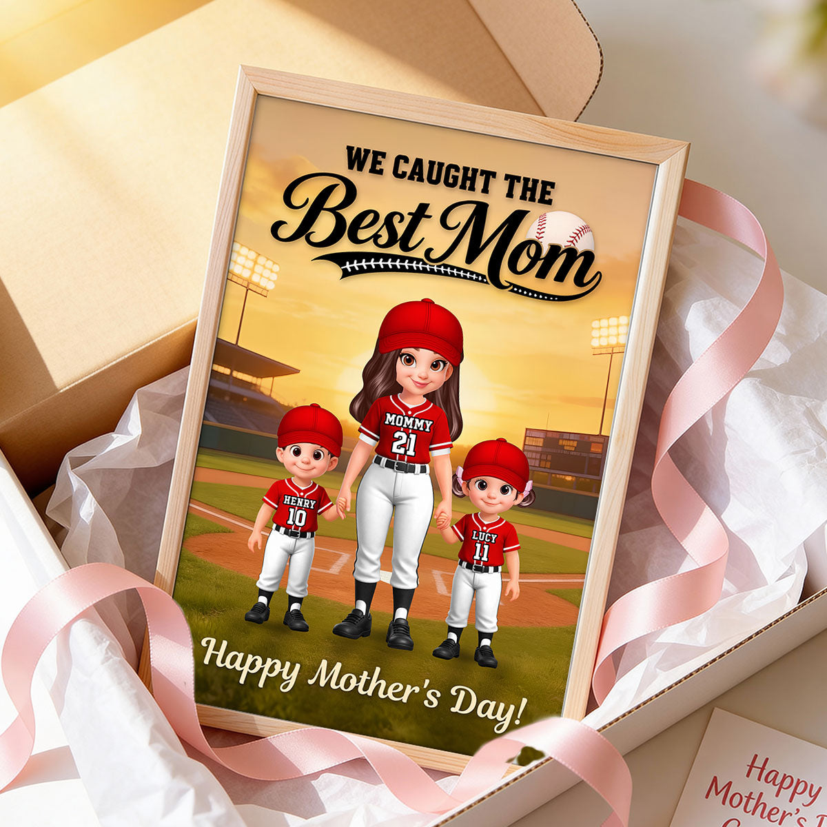We Caught The Best Baseball Mom - Personalized Poster - Mother's Day Gift For Baseball Mom, Wife