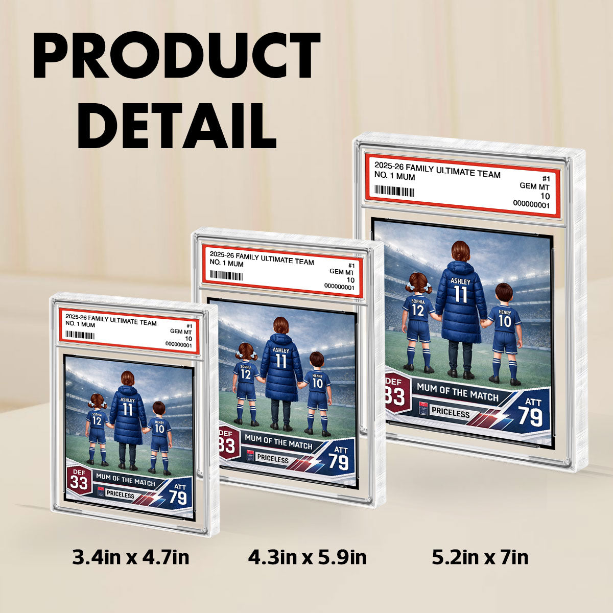 Football Mum Trading Card Style - Personalised Acrylic Block Plaque - Gift For Football Mum