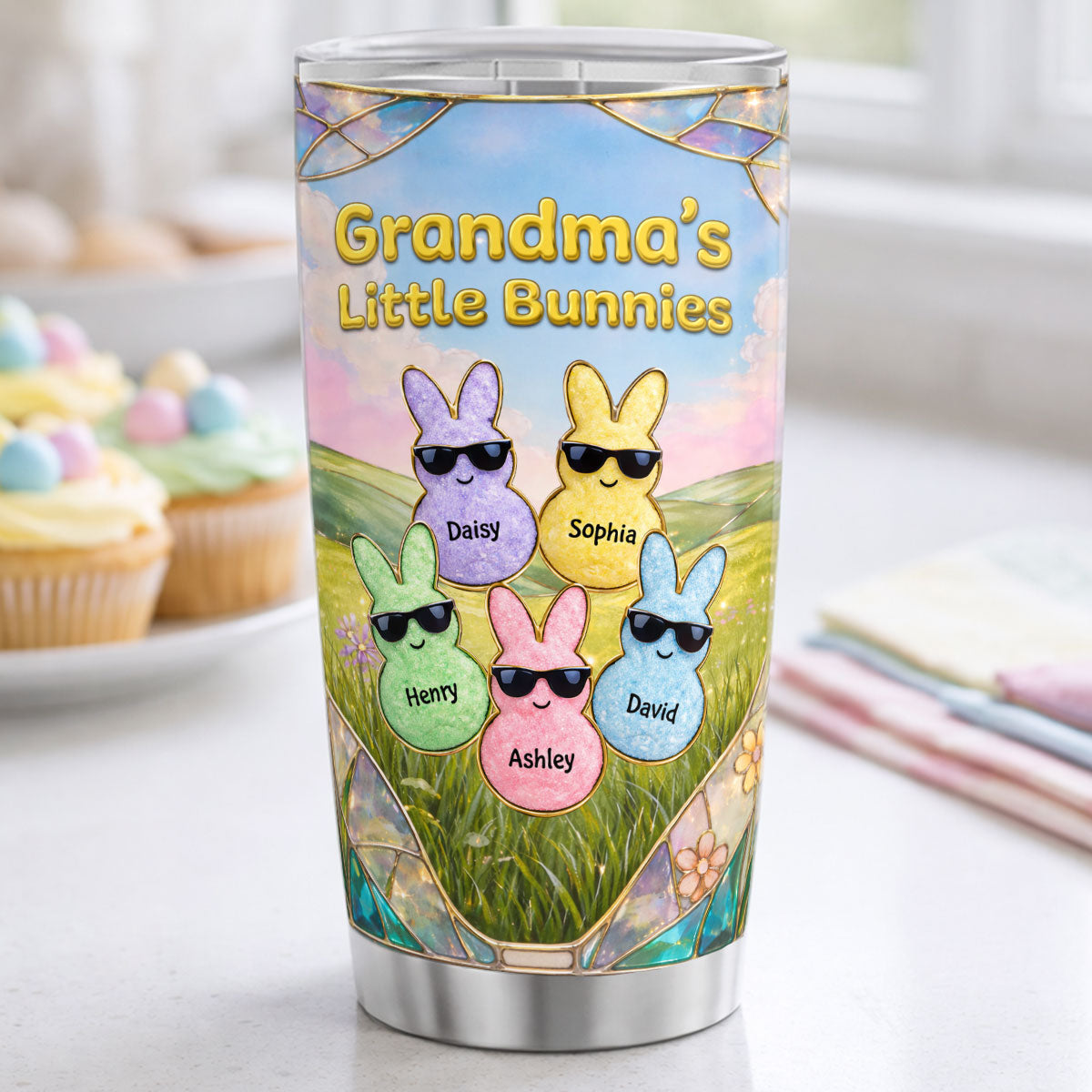 Grandma's Little Bunnies Cute Rabbits - Personalized Tumbler - Easter Decor Gift for Grandma, Mom