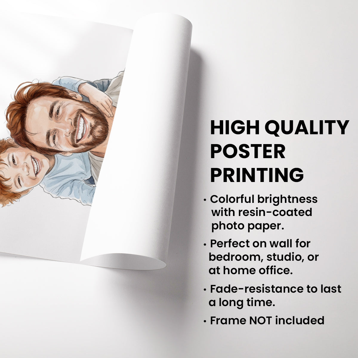 Custom Father's Day Watercolor Portrait from Photo - Personalized Poster - Gift for Him