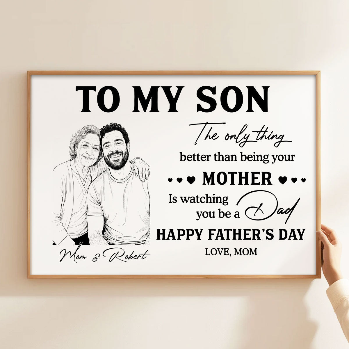 Pencil Sketch Art Style To My Son From Mom - Personalized Poster - Father's Day Gift For Son