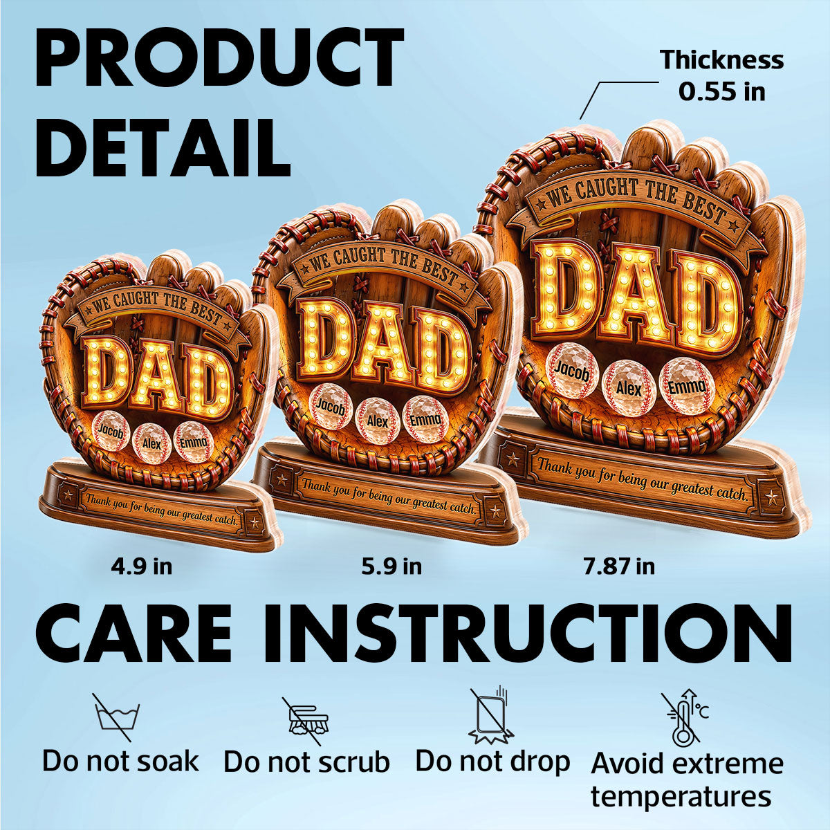 Great Baseball Dad - Personalized Acrylic Block Plaque -  Gift for Dad, Husband