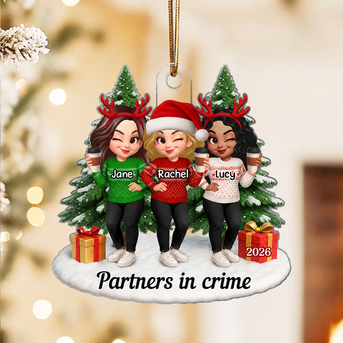 Besties Forever - Personalized Acrylic Ornament - Perfect Christmas Gift For Besties
