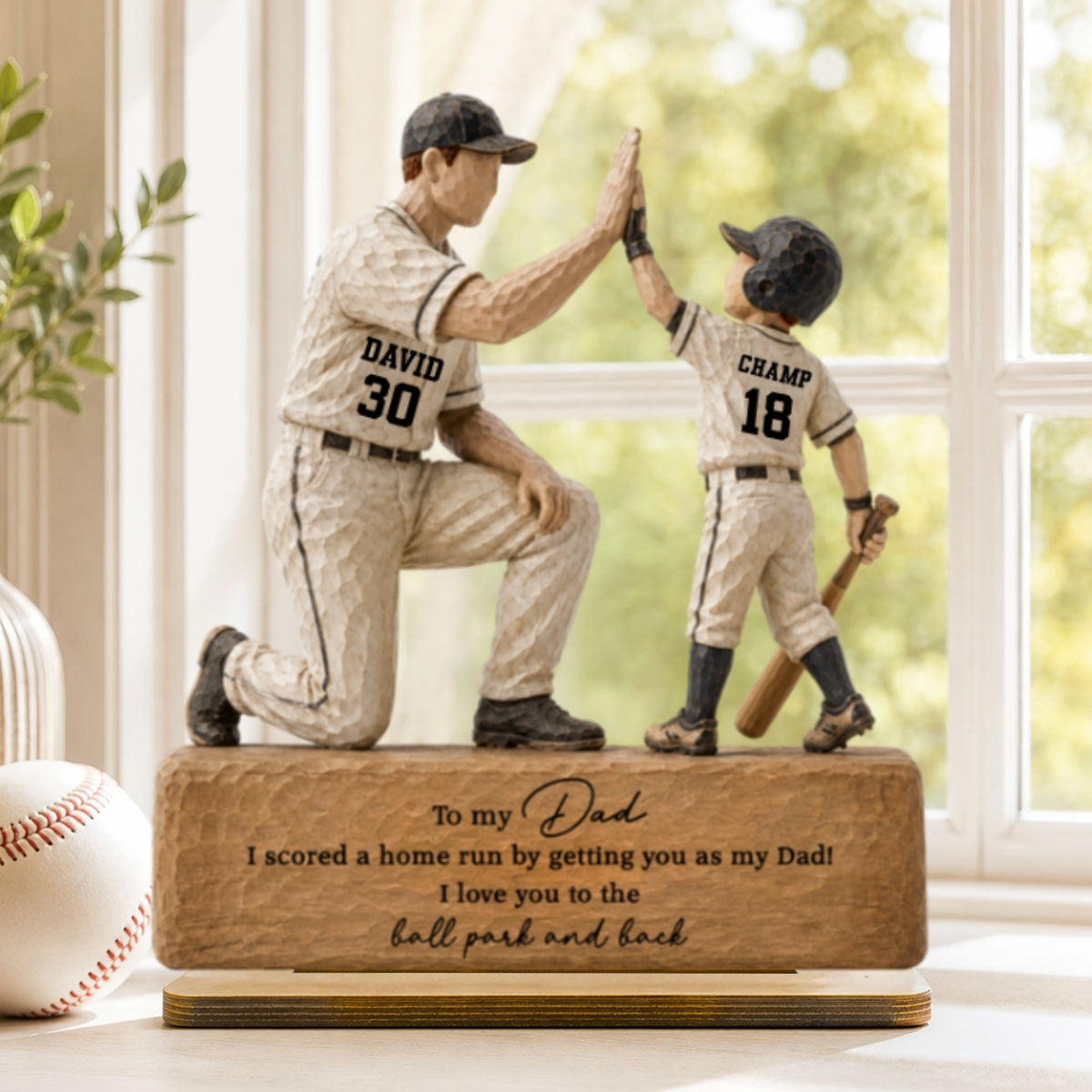 I Scored a Home Run with You as My Dad - Personalized 2-Layered Wooden Plaque -  Gift for Dad from Son Daughter
