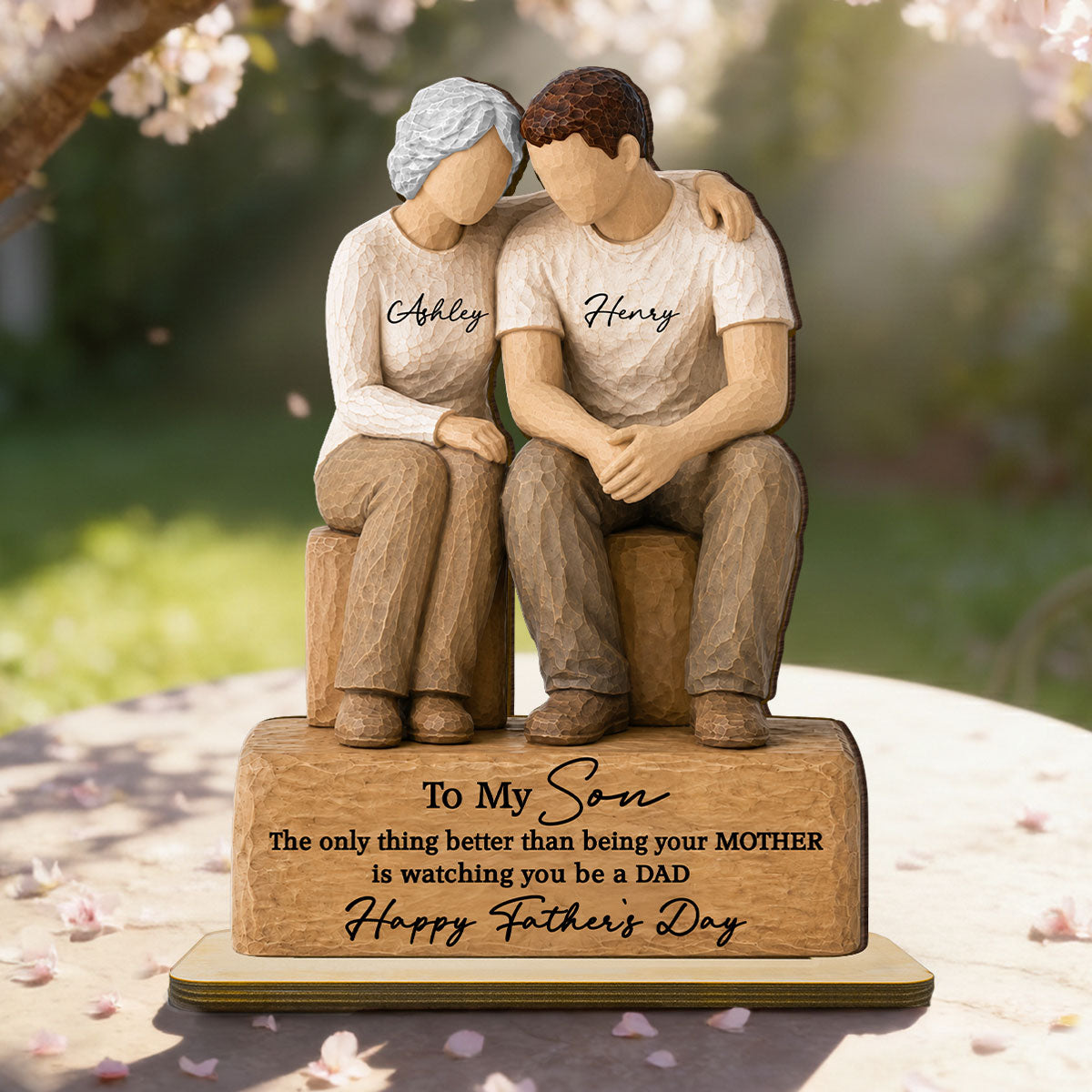To My Son Watching You Be A Dad From Mom 2D Flat - Personalized 2-Layered Wooden Plaque -  Gift For Son