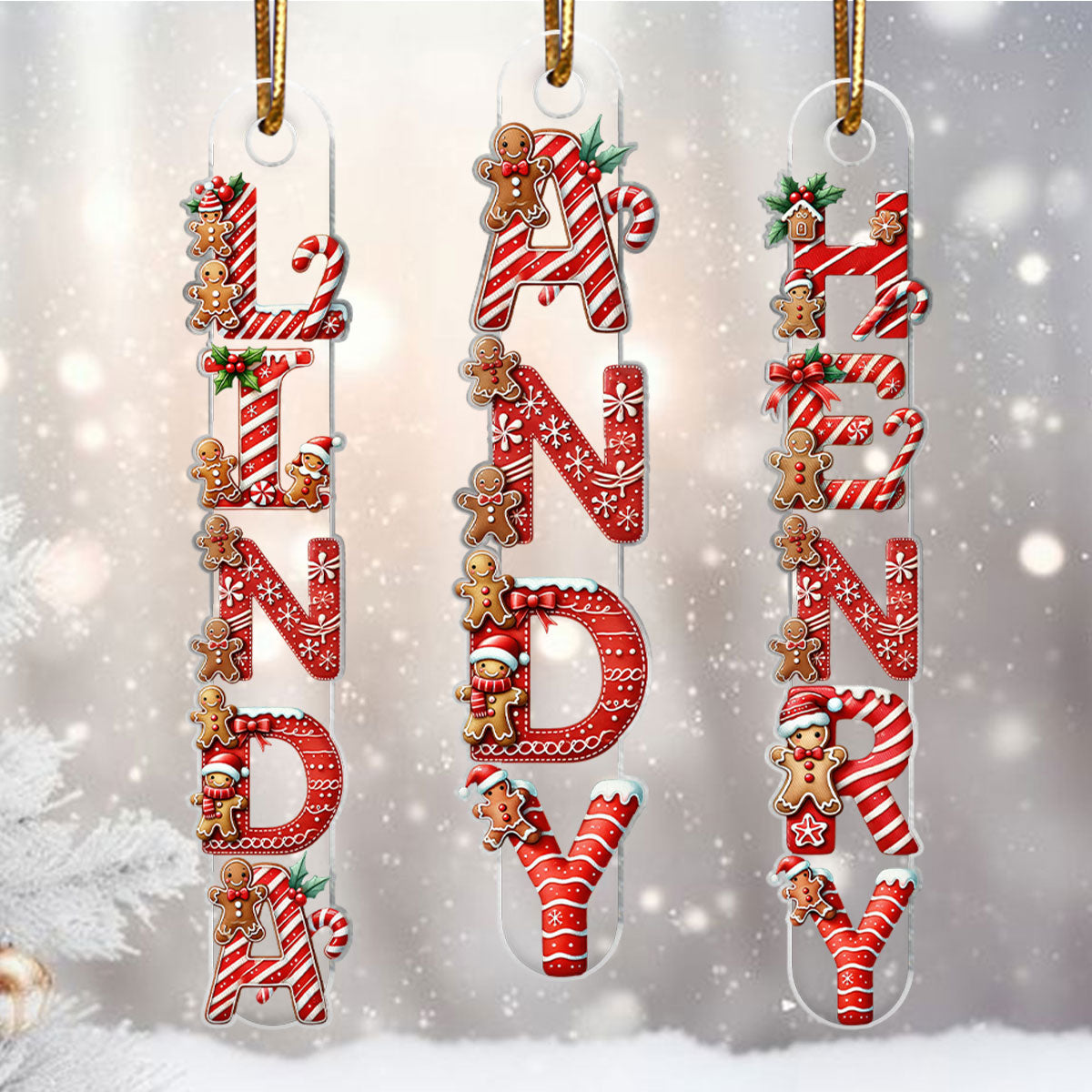 Candy Cane Alphabet - Personalized Acrylic Ornament - Christmas Tree Decor
