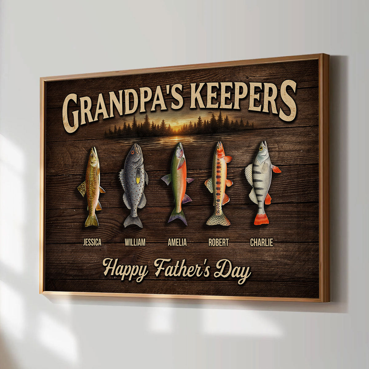 Fishing Grandpa's Keepers - Personalized Poster - Father's Day Gift For Grandpa, Dad