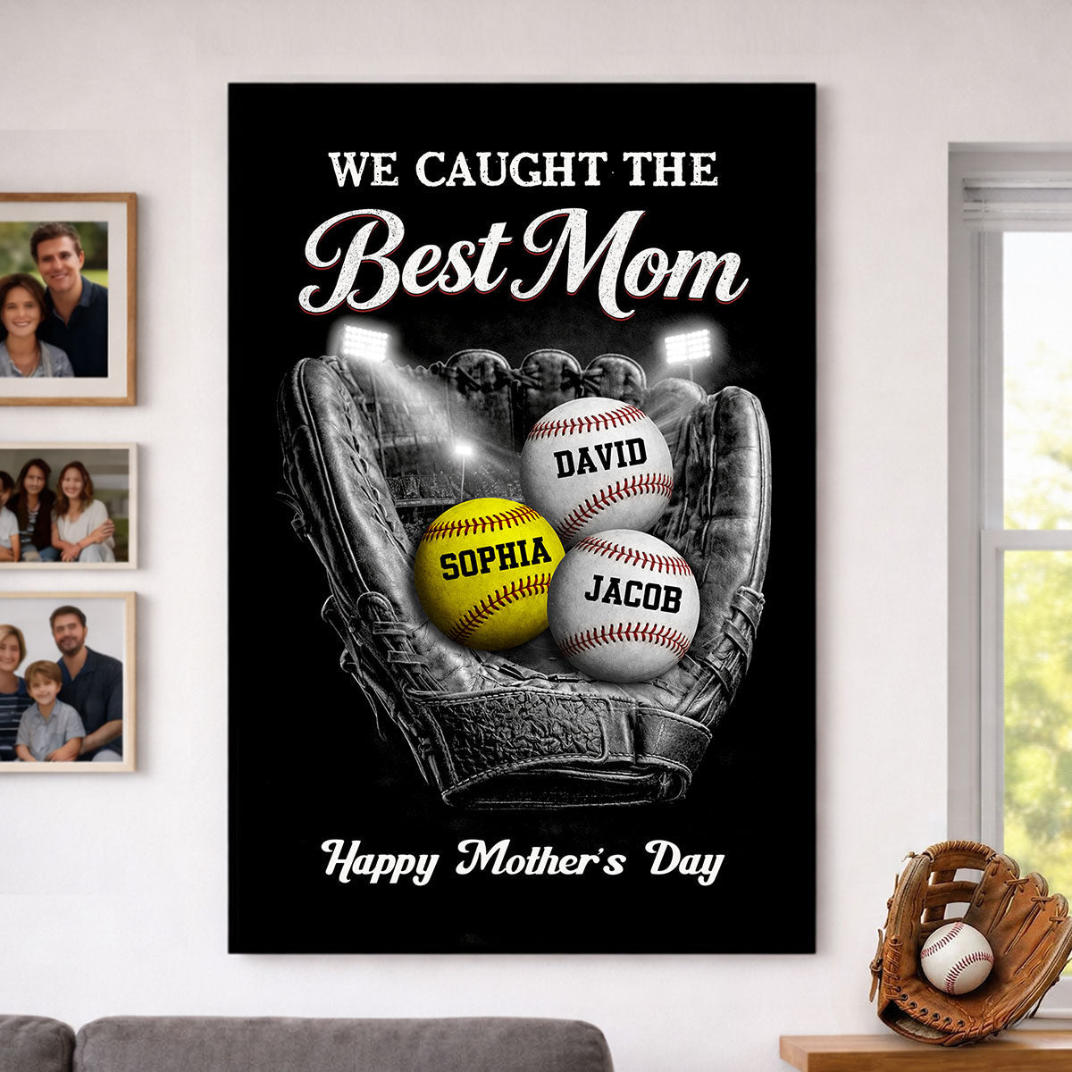 Ball Field We Caught The Best Baseball Mom - Personalized Poster - Sentimental Mother's Day Gift for Mom, Wife
