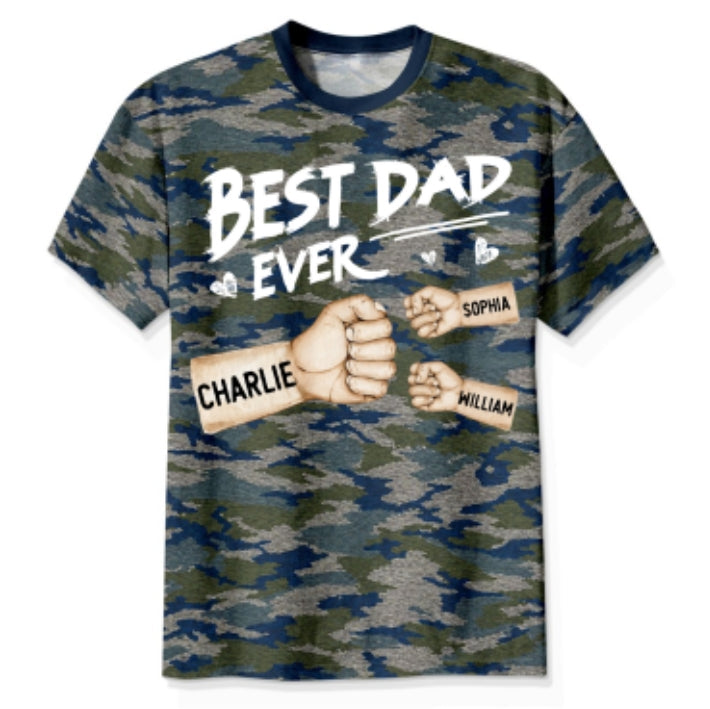 Best Dad Ever Fist Bump Camo Pattern - Personalized Shirt - Father's Day Gift For Husband, Dad, Grandpa