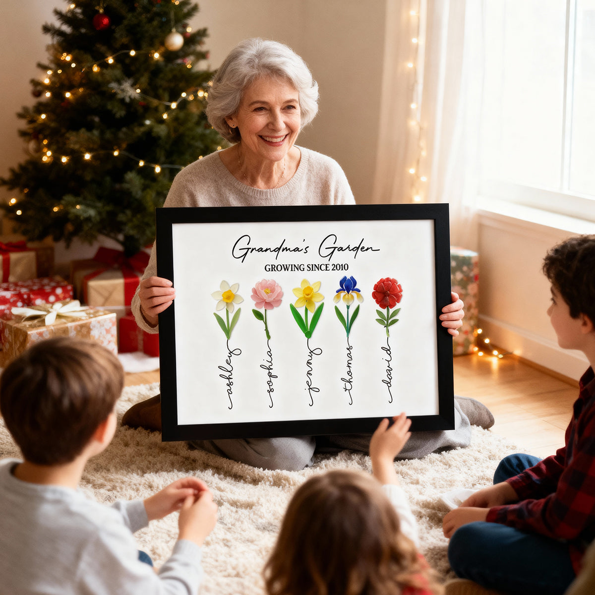 Grandma's Garden 3D Sea Glass - Personalized Poster - Christmas Gift for Grandma