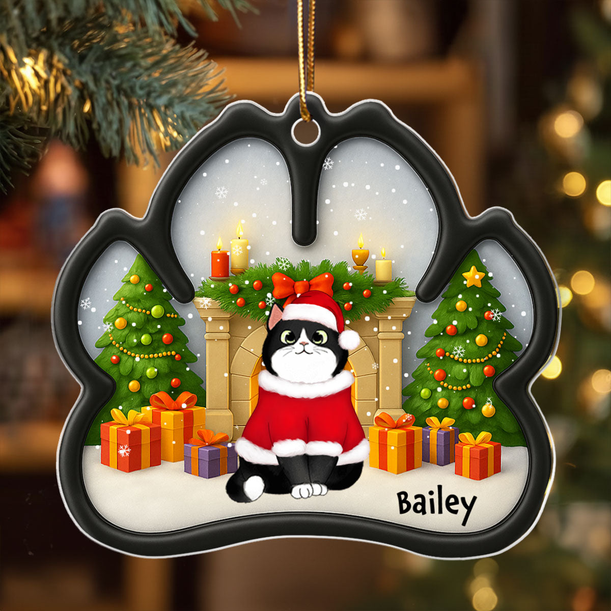 Custom Paw Cute Cartoon Cats - Personalized Acrylic Ornament - Christmas Gift For Cat Lovers
