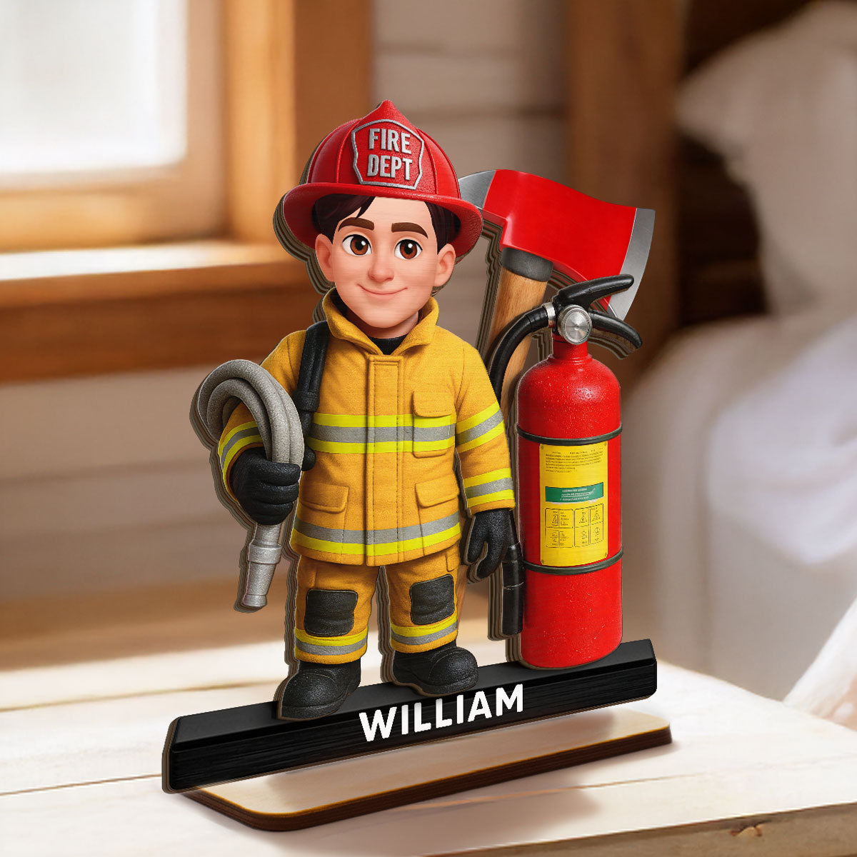 Proud Firefighter - Personalized 2-Layered Wooden Plaque - Gift For Firefighters