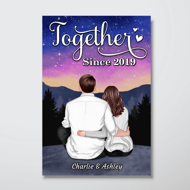 Galaxy Night Favorite Place Is Next To You Couple Sitting Back View Personalized Poster