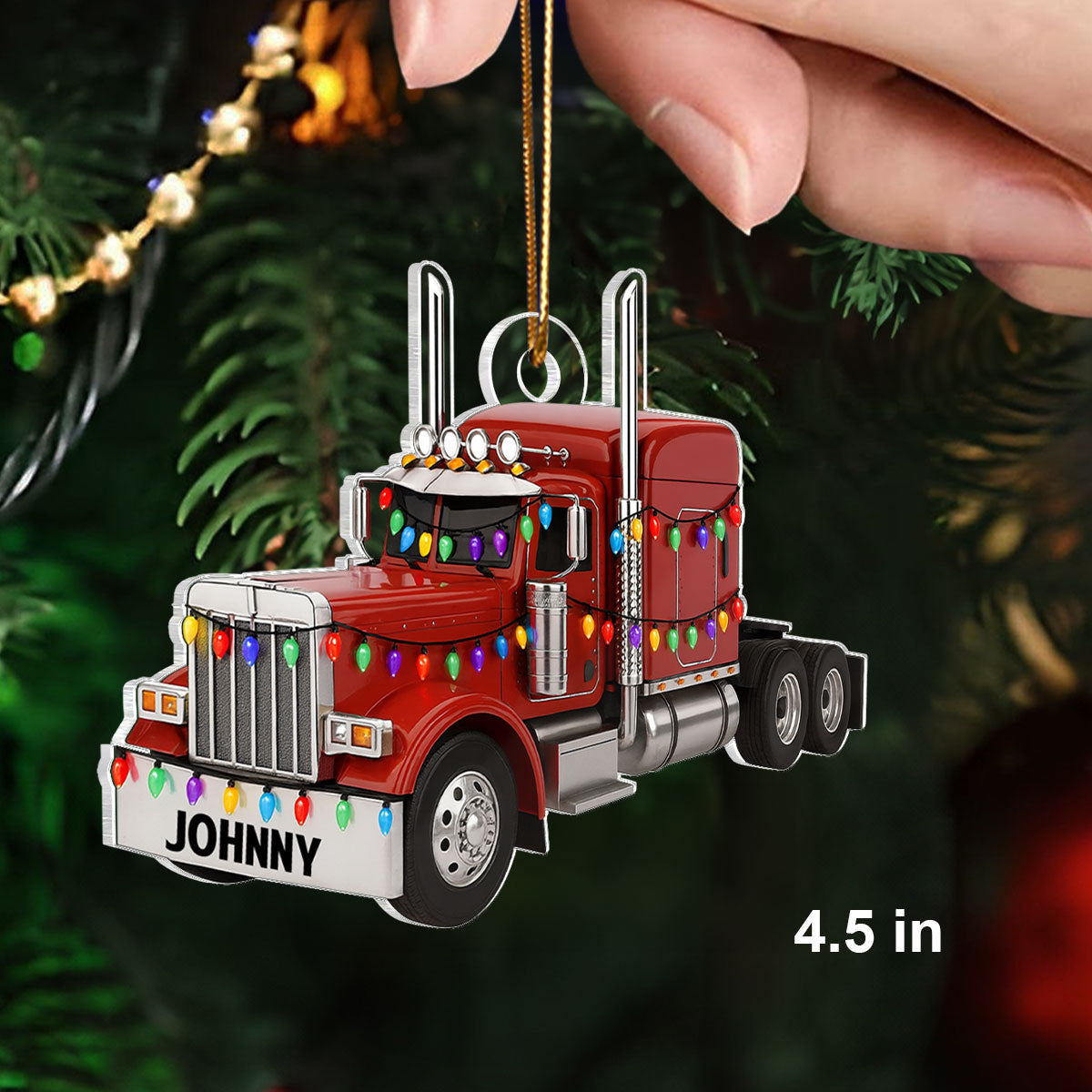 Keep On Rolling Proud Trucker – Personalized Acrylic Ornament – Appreciation Christmas Gift for Truck Drivers
