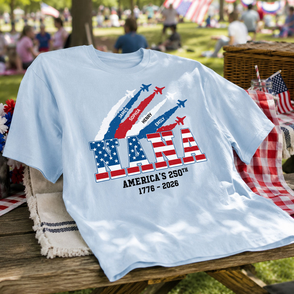 Proud Mom Grandma Nation Flag American 250th Anniversary Light Color - Personalized Shirt - Gift For Mom, Grandma