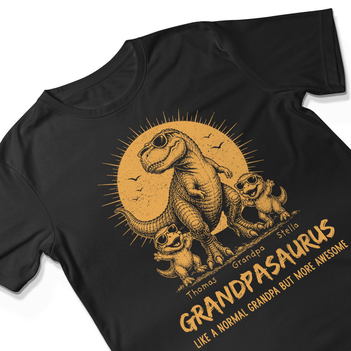 Retro Yellow Vintage Grandpasaurus - Personalized Shirt - Funny Father's Day Gift For Dad, Husband