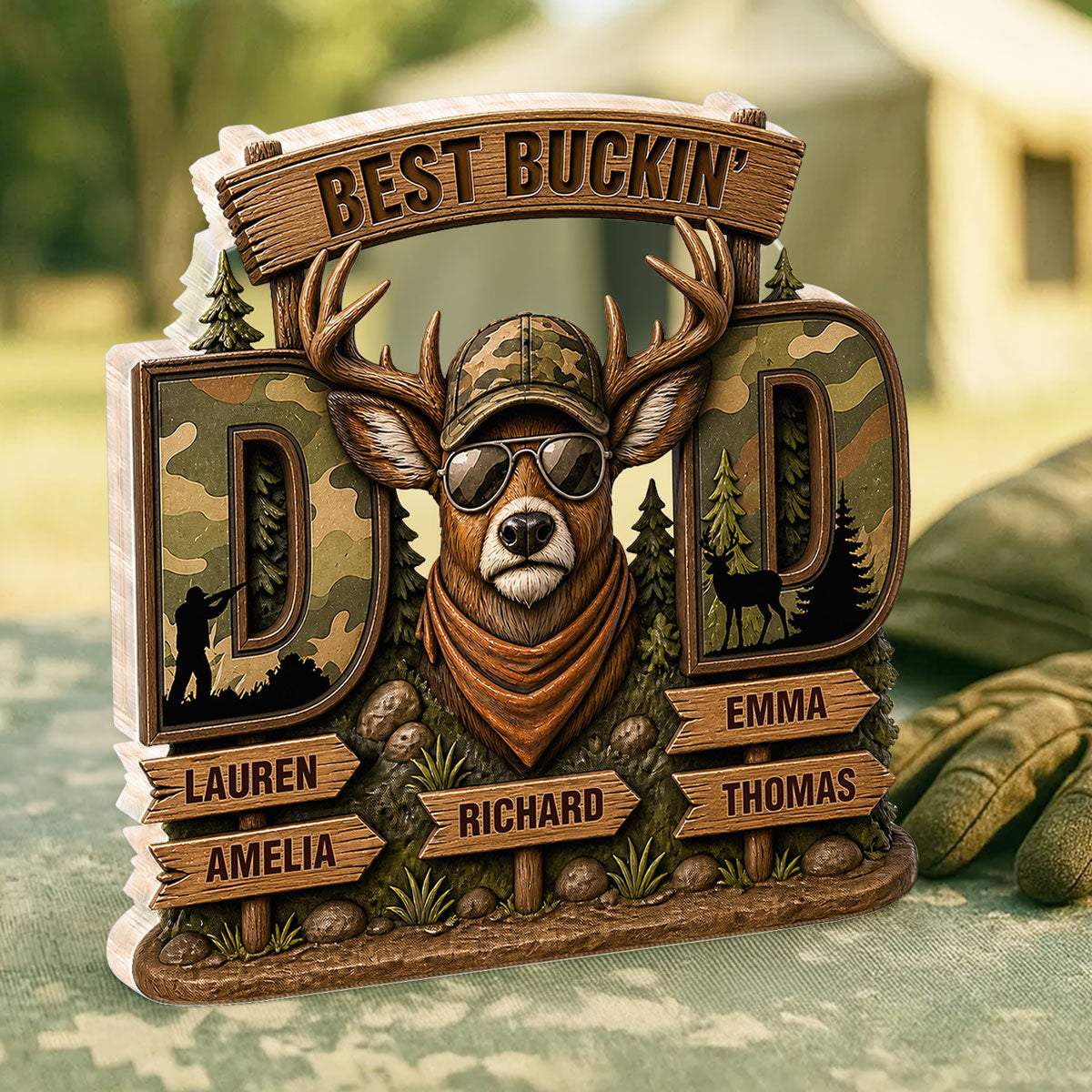 Best Buckin's Dad Hunting - Personalized Acrylic Block Plaque -  Gift For Dad, Husband