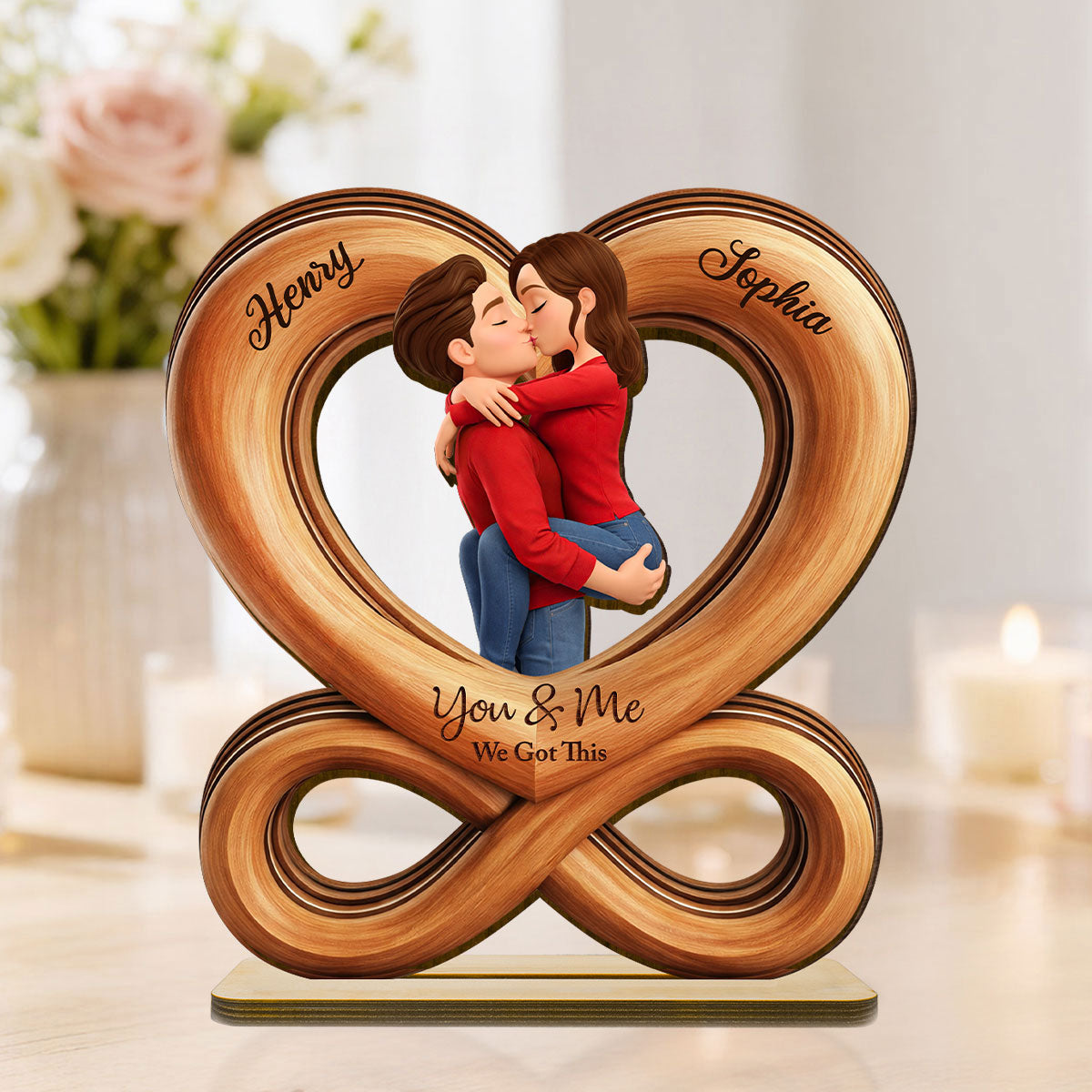 Forever Us Infinity Love - Personalized 2-Layered Wooden Plaque - Anniversary, Valentine's Day Gift, Gift For Him, Gift For Her
