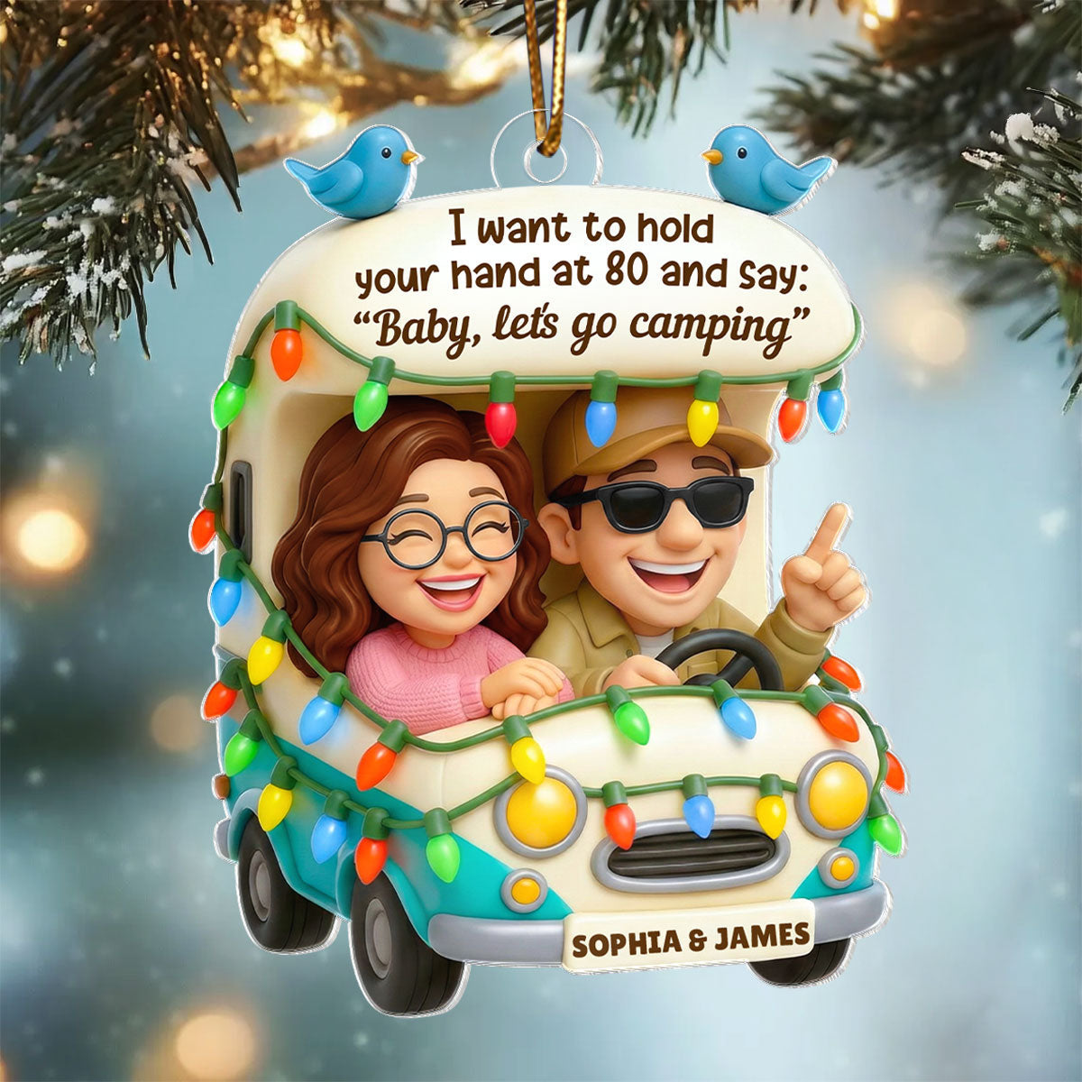 Couple Let's Go Camping - Personalized Acrylic Ornament - Gift For Her, Gift For Him, Gift For Couple