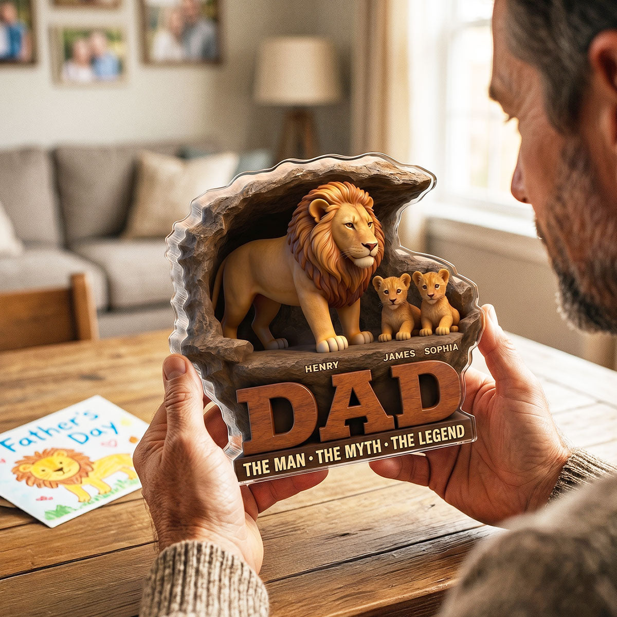 Lion Dad The Man The Myth The Legend - Personalized Acrylic Block Plaque - Cool  Gift For Dad