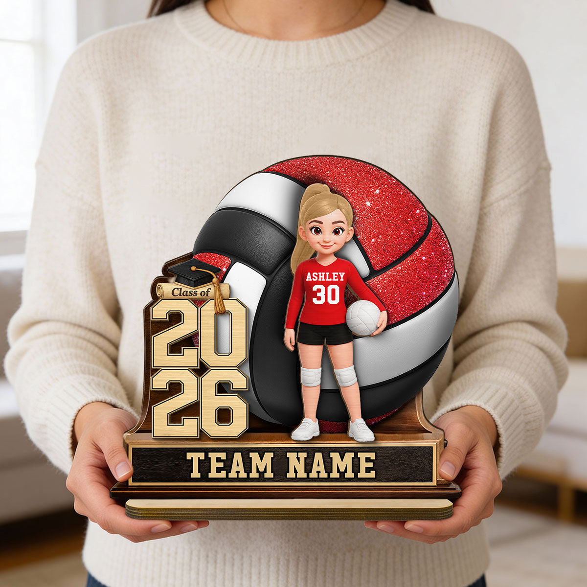 Volleyball Senior Keepsake 2D Flat - Personalized 2-Layered Wooden Plaque - Graduation Gift For Daughter, Graduates, Class of 2026