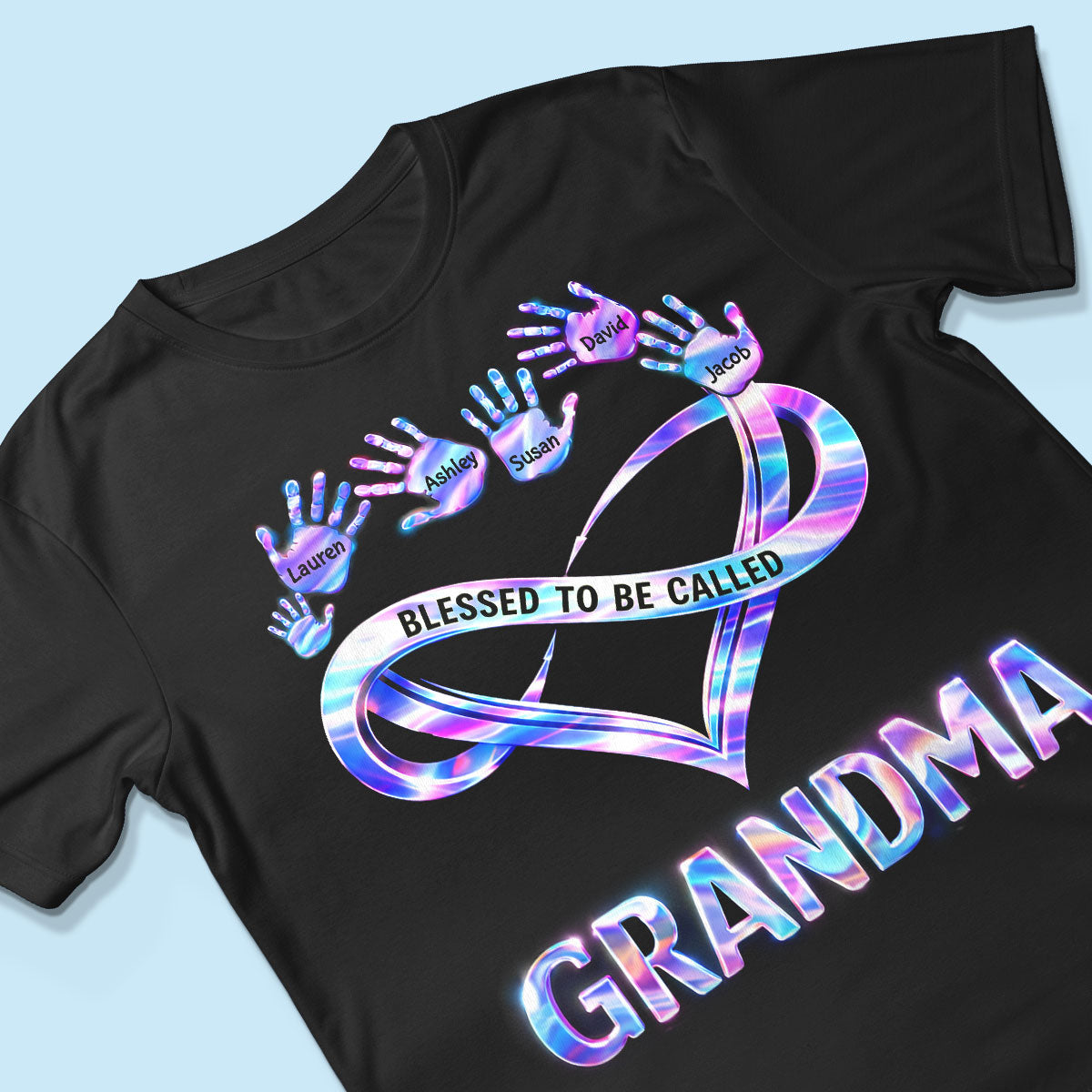 Blessed to be Called Grandma Mom with Kids' Handprint - Personalized Shirt - Sentimental Gift for Grandma, Mom