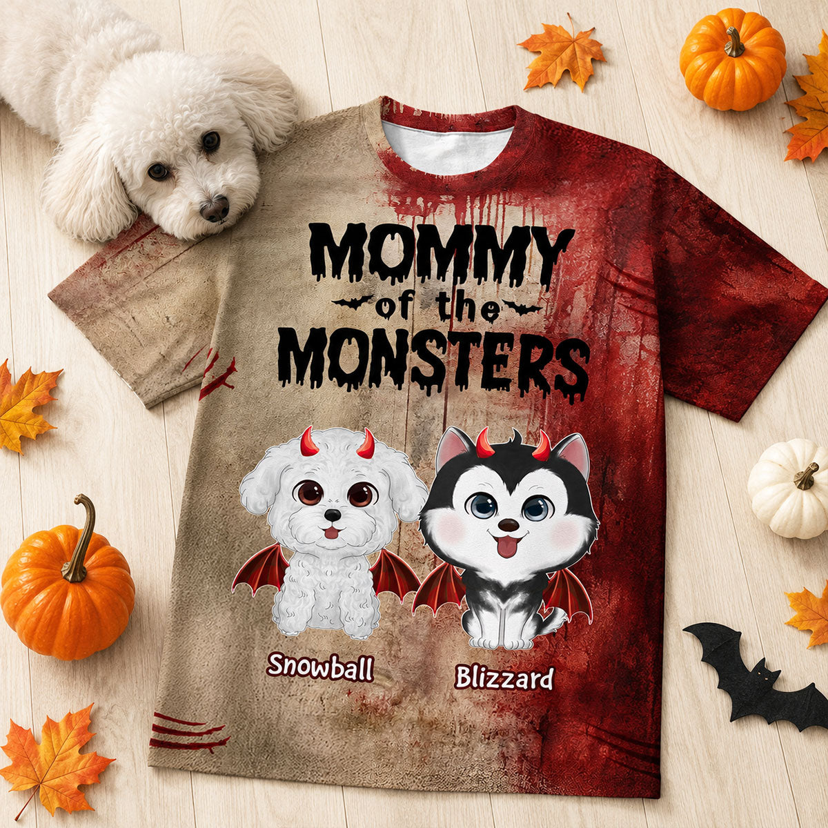 Halloween Theme Mommy Daddy Of The Monsters Dogs - Personalized Shirt - Halloween Gift For Dog Lovers