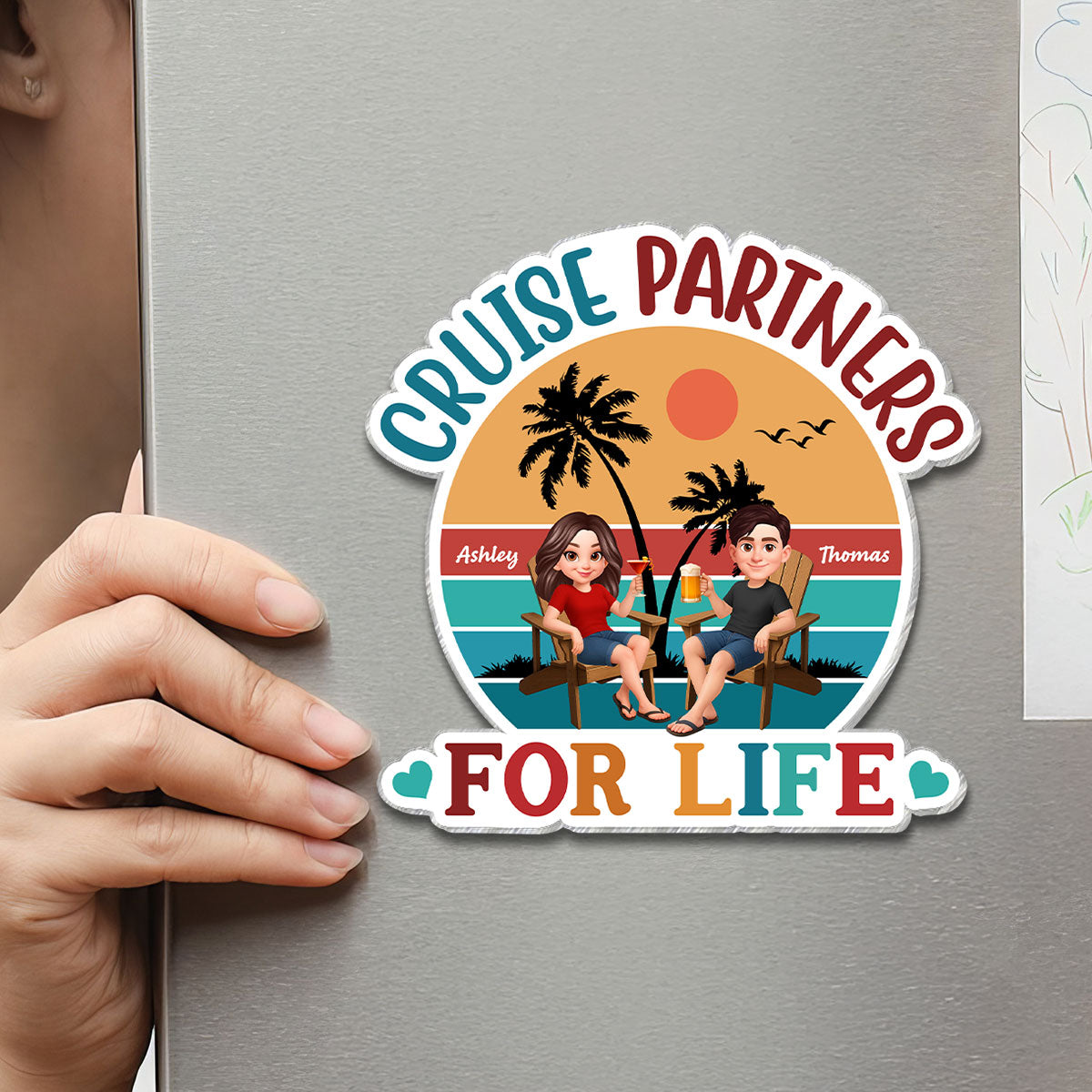 Couple Retro Life Is Better On A Cruise - Personalized Cruise Ship Door Magnet - Summer Cruise Ship Door Decorations