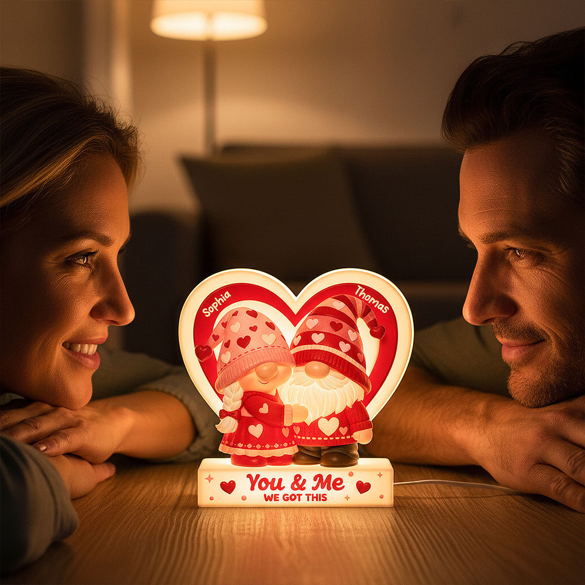Eternal Love Gnome Couple - Personalized Light Box - Valentine's Day Gift For Couple, For Him, For Her