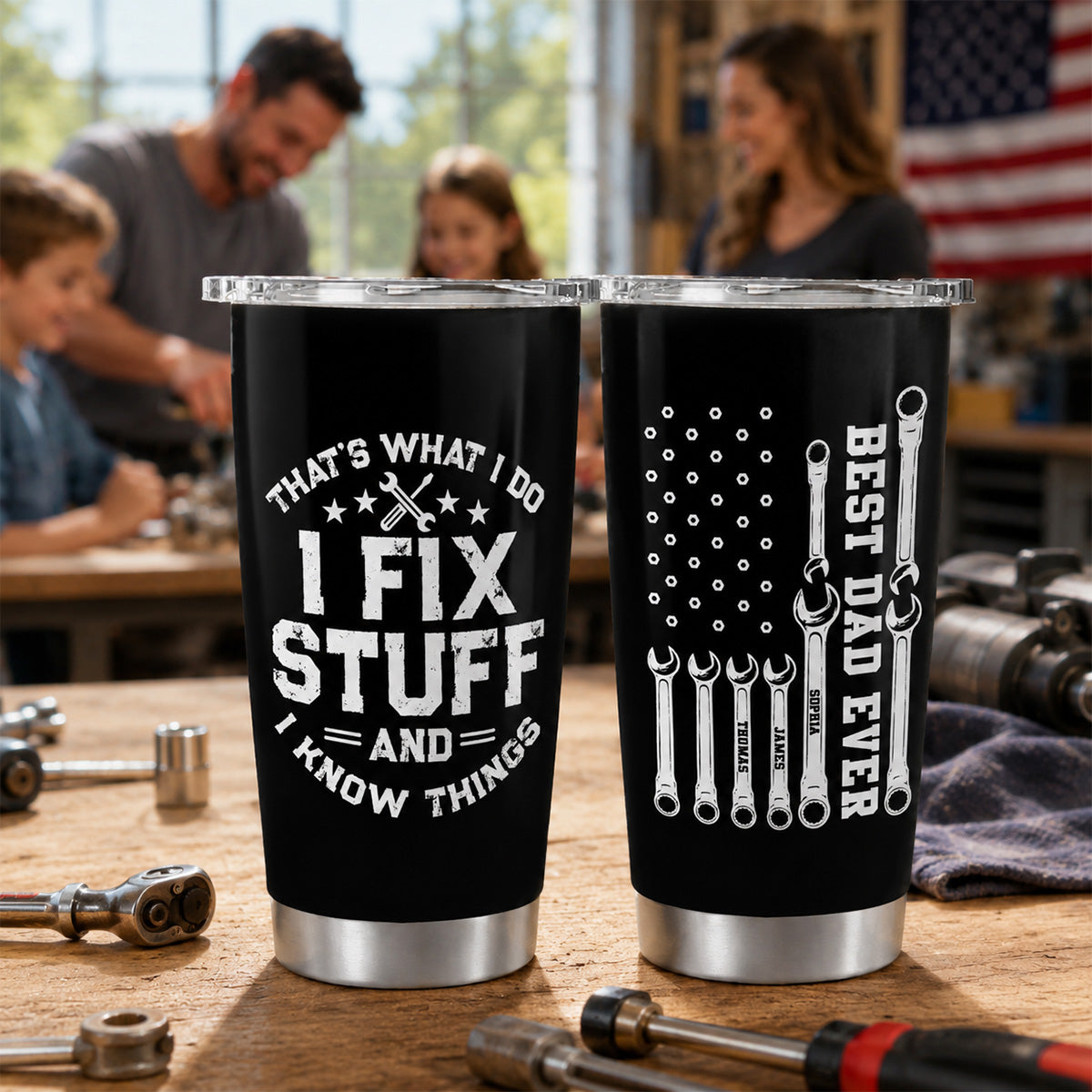 That's What I Do Mechanic Dad - Personalized Tumbler - Father's Day Gift For Dad, Grandpa