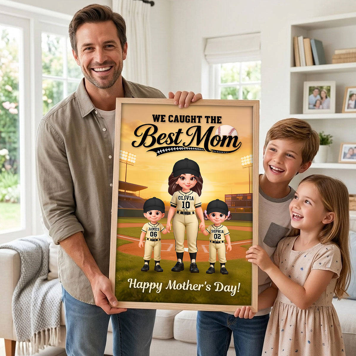 We Caught The Best Baseball Mom - Personalized Poster - Mother's Day Gift For Baseball Mom, Wife