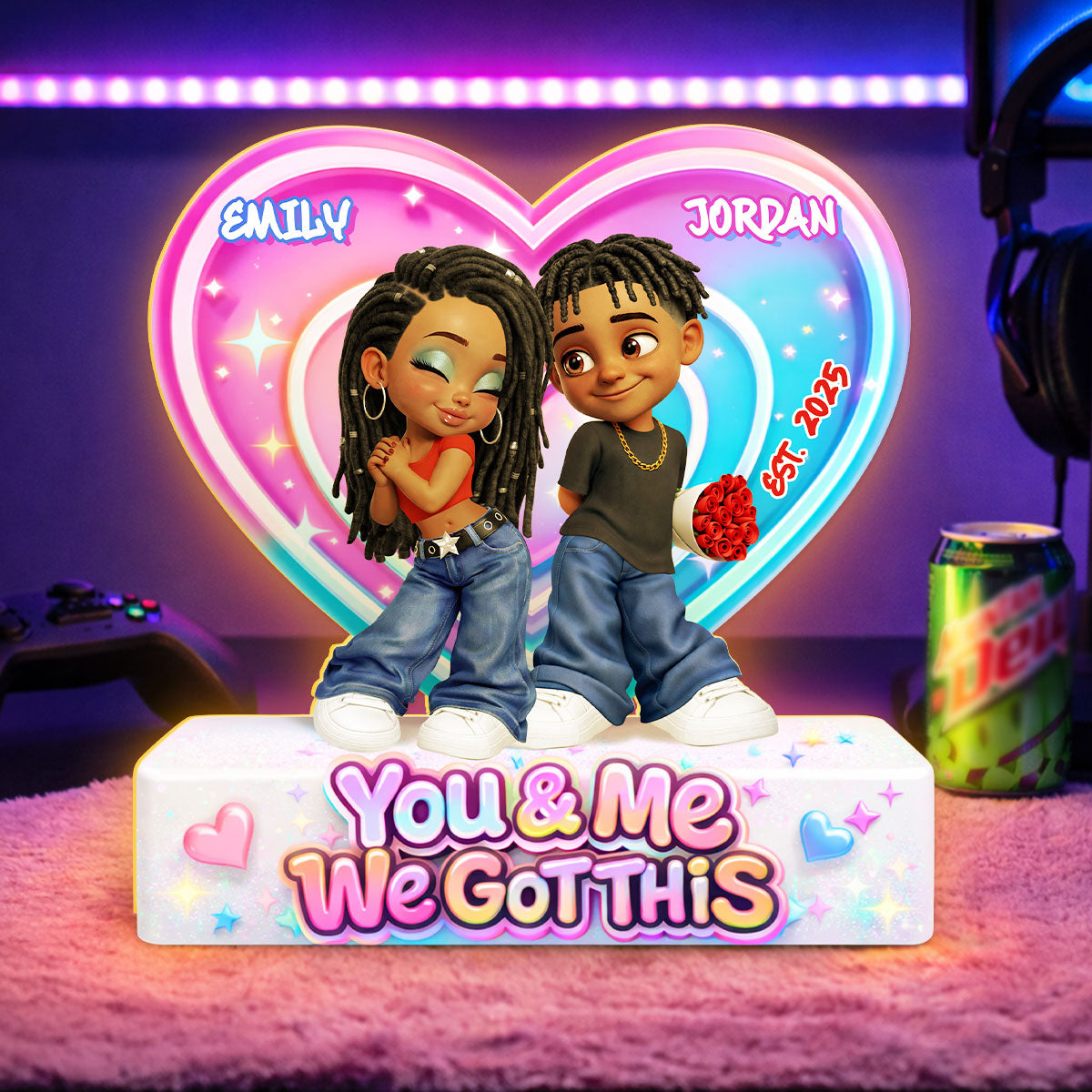 Eternal Love Y2K Couple Aura Heart Aesthetic - Personalized Light Box - Heartfelt Valentine's Day Gift For Him, Gift For Her